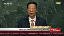 Chinese Vice-Premier delivers speech at UN Paris climate deal signing ceremony