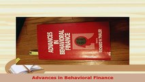 Download  Advances in Behavioral Finance Read Online