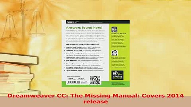 PDF Dreamweaver CC The Missing Manual Covers 2014 release Free Books