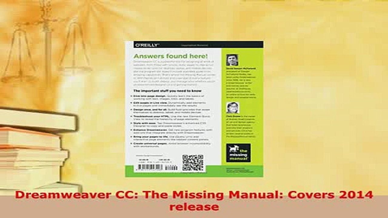 PDF  Dreamweaver CC The Missing Manual Covers 2014 release Free Books