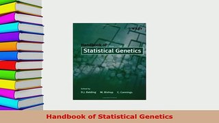 PDF  Handbook of Statistical Genetics Download Full Ebook