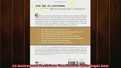 FREE PDF  20 Retirement Decisions You Need to Make Right Now  DOWNLOAD ONLINE