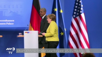 Obama, Merkel make case for disputed US-EU trade deal