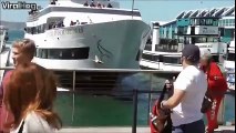 Crazy footage showing a whale-watching boat crash into a San Diego dock.
