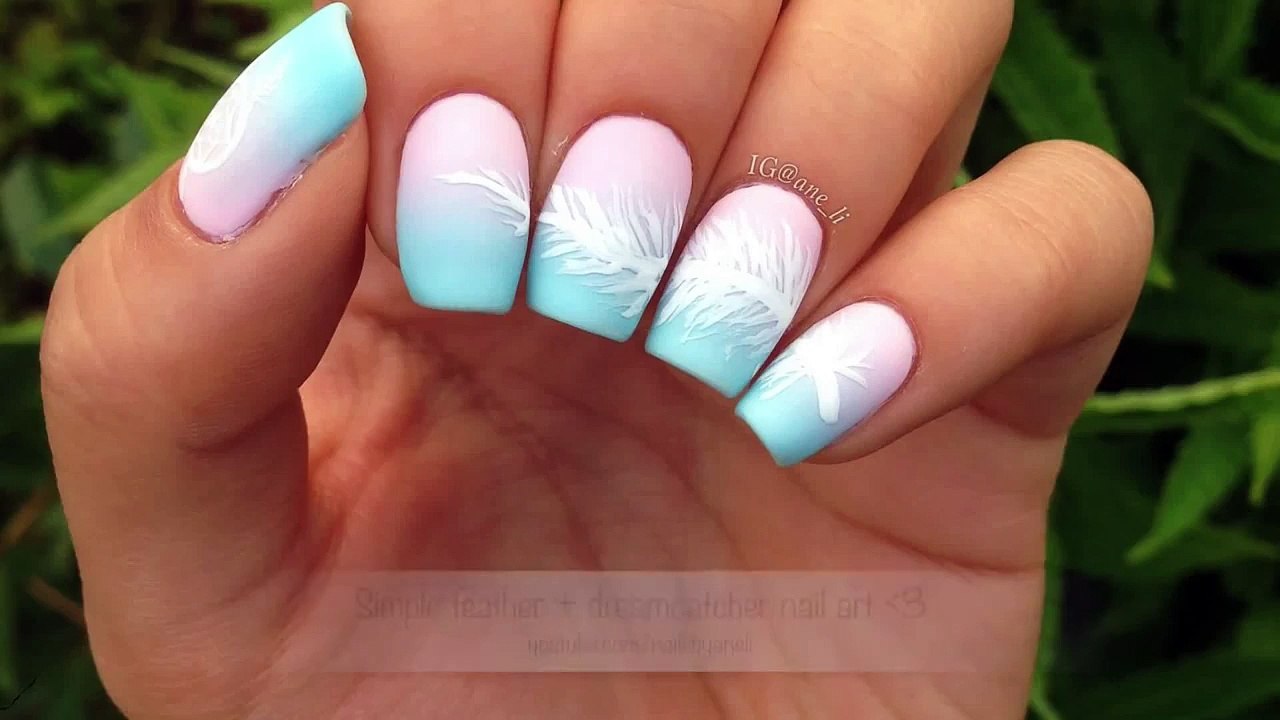 Easy Feather + Dreamcatcher Nail Art
