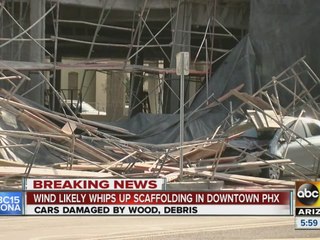 Wind knocks down scaffolding in downtown Phoenix
