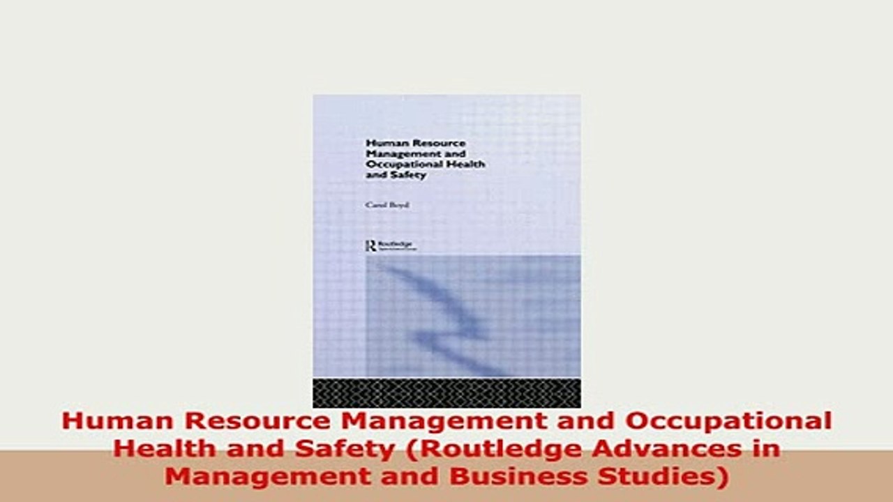 Download  Human Resource Management and Occupational Health and Safety Routledge Advances in Free Books