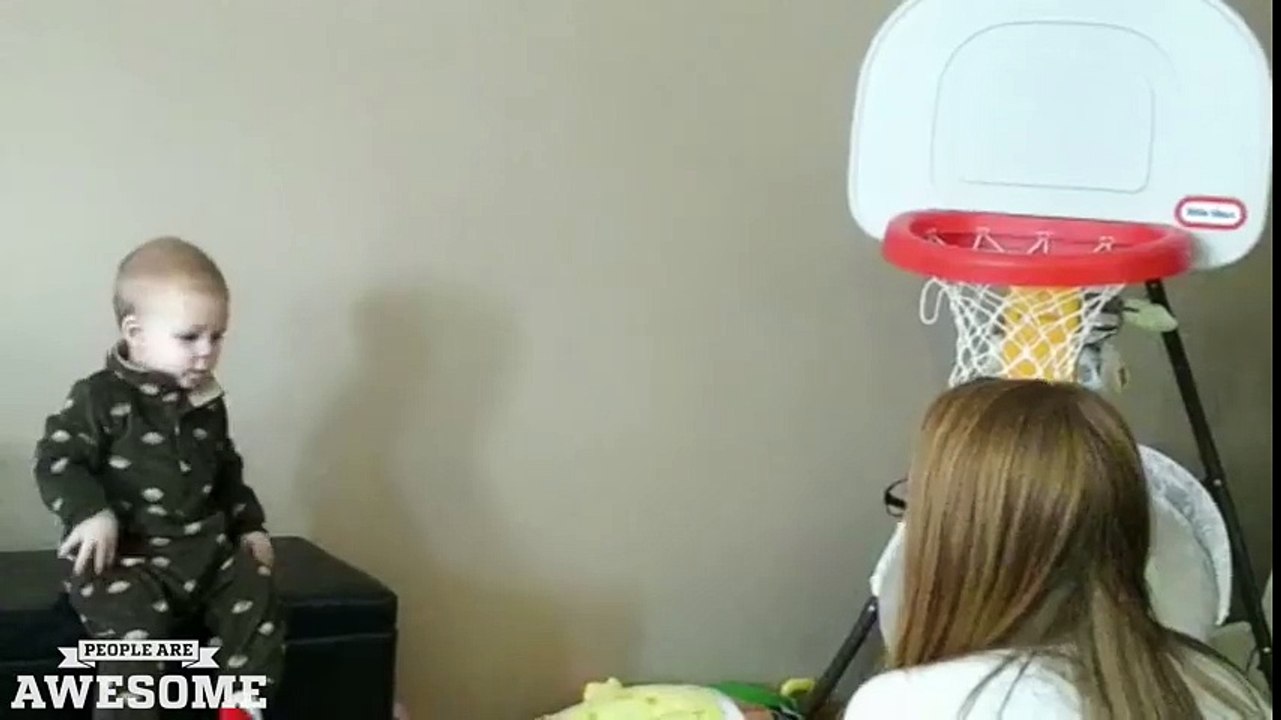Little kid sinks consecutive basketball shots!