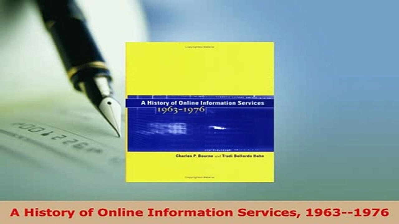 Download  A History of Online Information Services 19631976  EBook