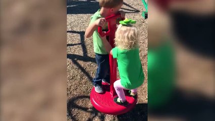 Dizzy Toddler Goes For A Spin At The Playground