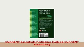 Download  CURRENT Essentials Pediatrics LANGE CURRENT Essentials Free Books