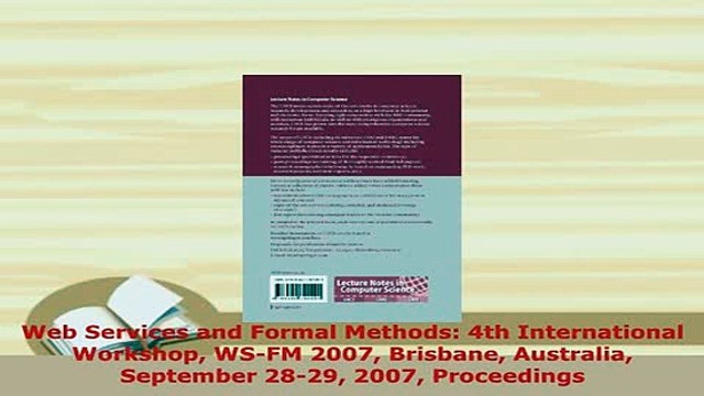 Download Web Services and Formal Methods 4th International Workshop WSFM 2007 Brisbane Australia EBook