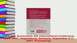 Download  Electronic Goverment 6th International Conference EGOV 2007 Regensburg Germany September  Read Online