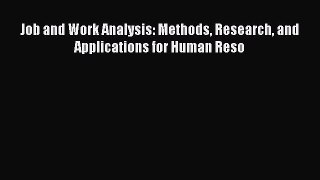 Download Job and Work Analysis: Methods Research and Applications for Human Reso Ebook Online