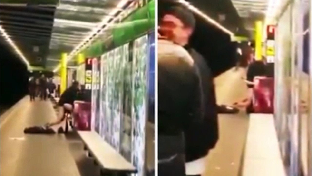 Horny Couple Stun Crowds By Stripping NAKED For SEX On Tube Station Bench!