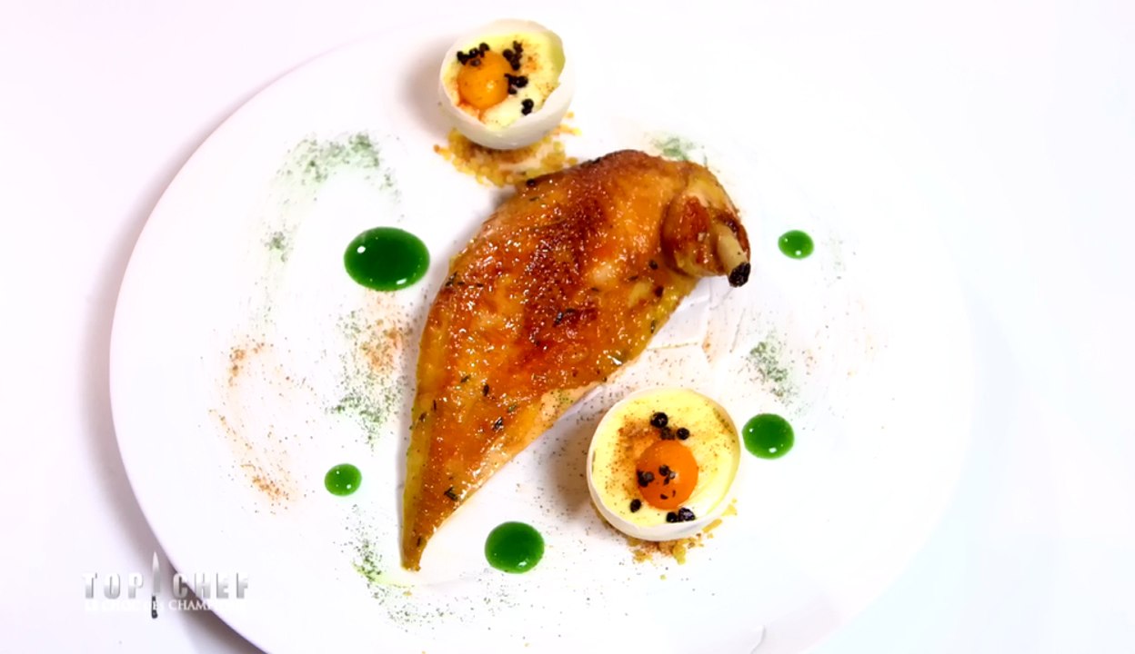 Coquilles d'œufs à déguster et suprême de poulet par Christian le Squer