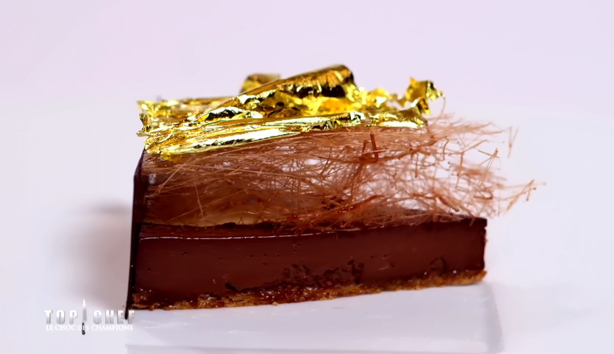 Finger chocolat, créme anglaise et cheveux d'ange par Christian le Squer