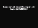[Read book] Classic and Contemporary Readings in Social Psychology (3rd Edition) [PDF] Online