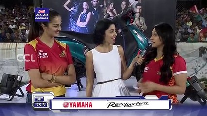 Regina Cassandra & Shubra Aaiyappa at Match Centre - CCL6  Telugu Warriors vs Bhojpuri Dabanggs