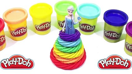 ELSA DRESS!!! - create play-doh rainbow dress for elsa frozen toys