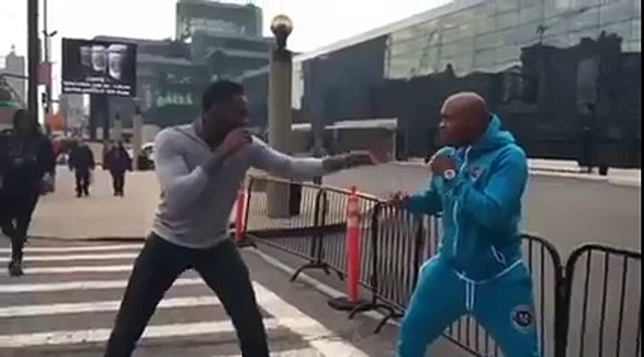 Jon Jones sparring with Anderson Silva on street