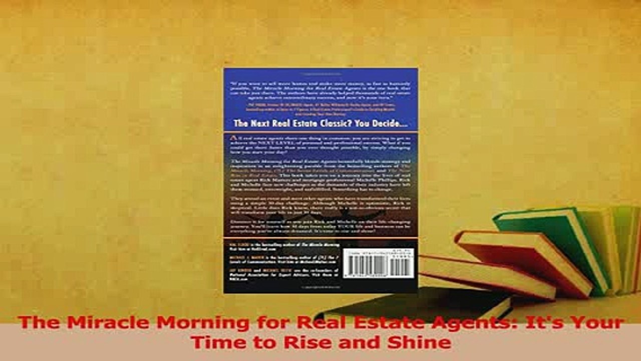 Download  The Miracle Morning for Real Estate Agents Its Your Time to Rise and Shine PDF Free