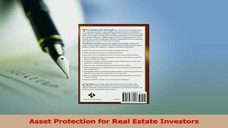 Read  Asset Protection for Real Estate Investors Ebook Free