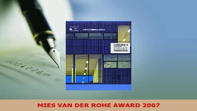 Download MIES VAN DER ROHE AWARD 2007 Download Online