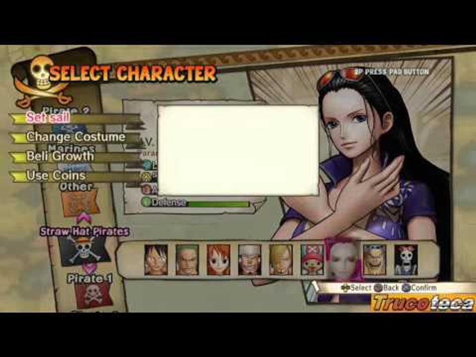 One Piece Pirate Warriors 3 Personajes y Trajes