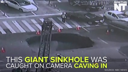 Giant Sinkhole Appears In The Middle Of The Street