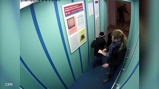 Shocking video shows moment dogs lead gets caught in lift doors