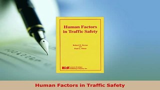 PDF  Human Factors in Traffic Safety Free Books