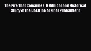 Ebook The Fire That Consumes: A Biblical and Historical Study of the Doctrine of Final Punishment