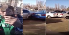 Russa bate em 17 carros enquanto tentava estacionar o seu carro... WTF!
