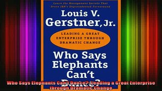 READ book  Who Says Elephants Cant Dance Leading a Great Enterprise through Dramatic Change Full EBook