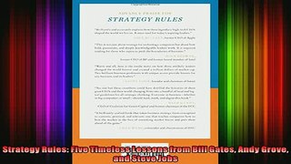 READ book  Strategy Rules Five Timeless Lessons from Bill Gates Andy Grove and Steve Jobs Full Free