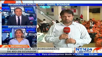 Desbordamiento del río Damas en Ecuador deja al menos tres personas muertas y cuatro desaparecidas