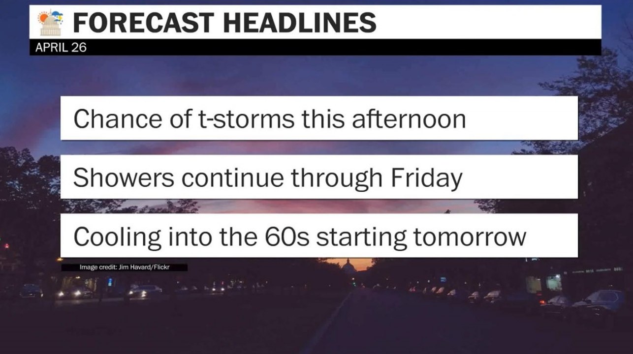 Chance of thunderstorms this afternoon