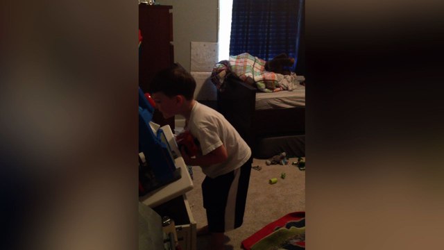 Little Boy Really Hates Cleaning Up