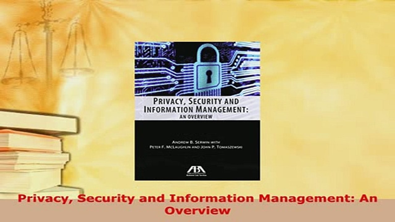 Download  Privacy Security and Information Management An Overview Free Books
