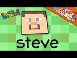 Learn to Spell the name 'Steve' in English on Surprise Toys, Eggs, Presents at Birthday Candy Land