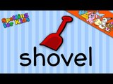 Spelling video lessons for Toddlers, Children, Kids, Adults.  Learn to spell 'Shovel' in English