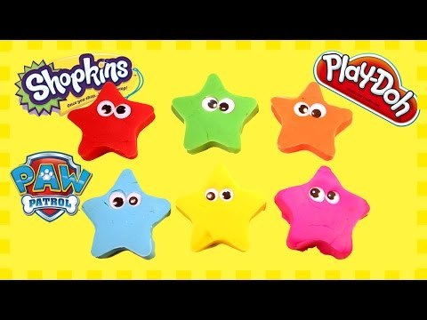 Surprise Eggs play doh Kinder Surprise Shopkins Paw Patrol and learn to make Play Doh stars