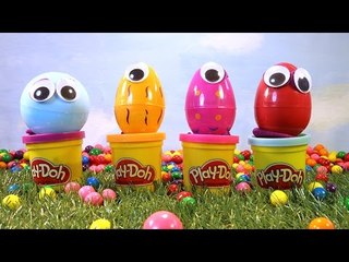 Egg Surprises with Peppa Pig My Little Pony Batman Super Mario on Play Doh cans