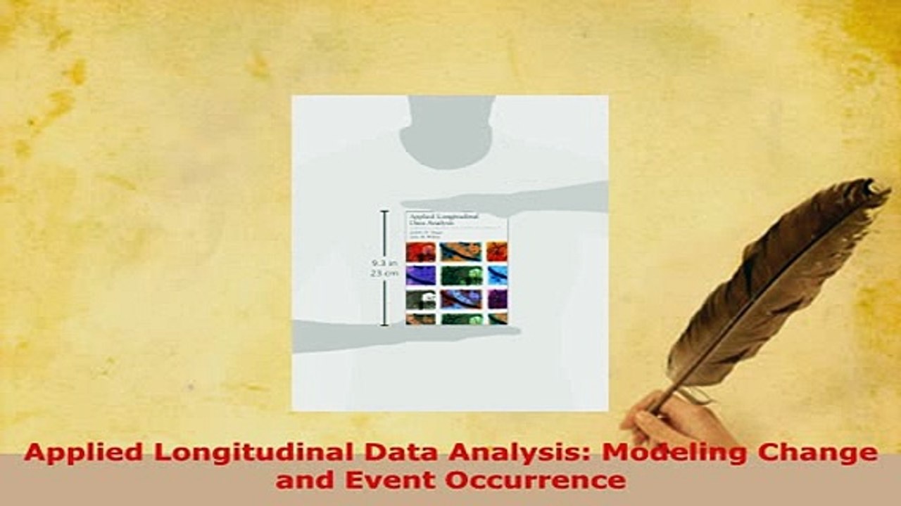 PDF  Applied Longitudinal Data Analysis Modeling Change and Event Occurrence PDF Book Free