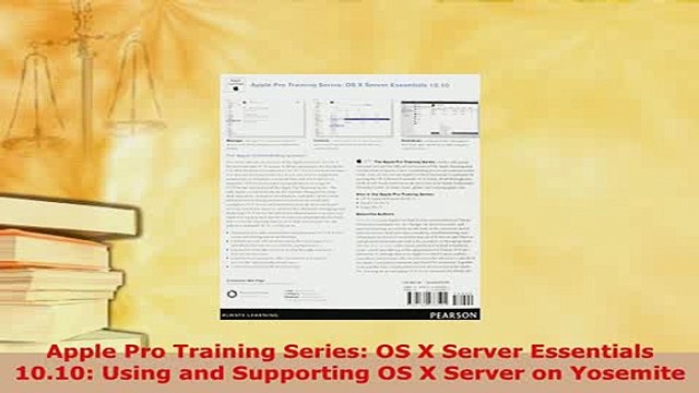 PDF Apple Pro Training Series OS X Server Essentials 1010 Using and Supporting OS X Server Read Full Ebook