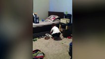 Little Boy Really Hates Cleaning Up
