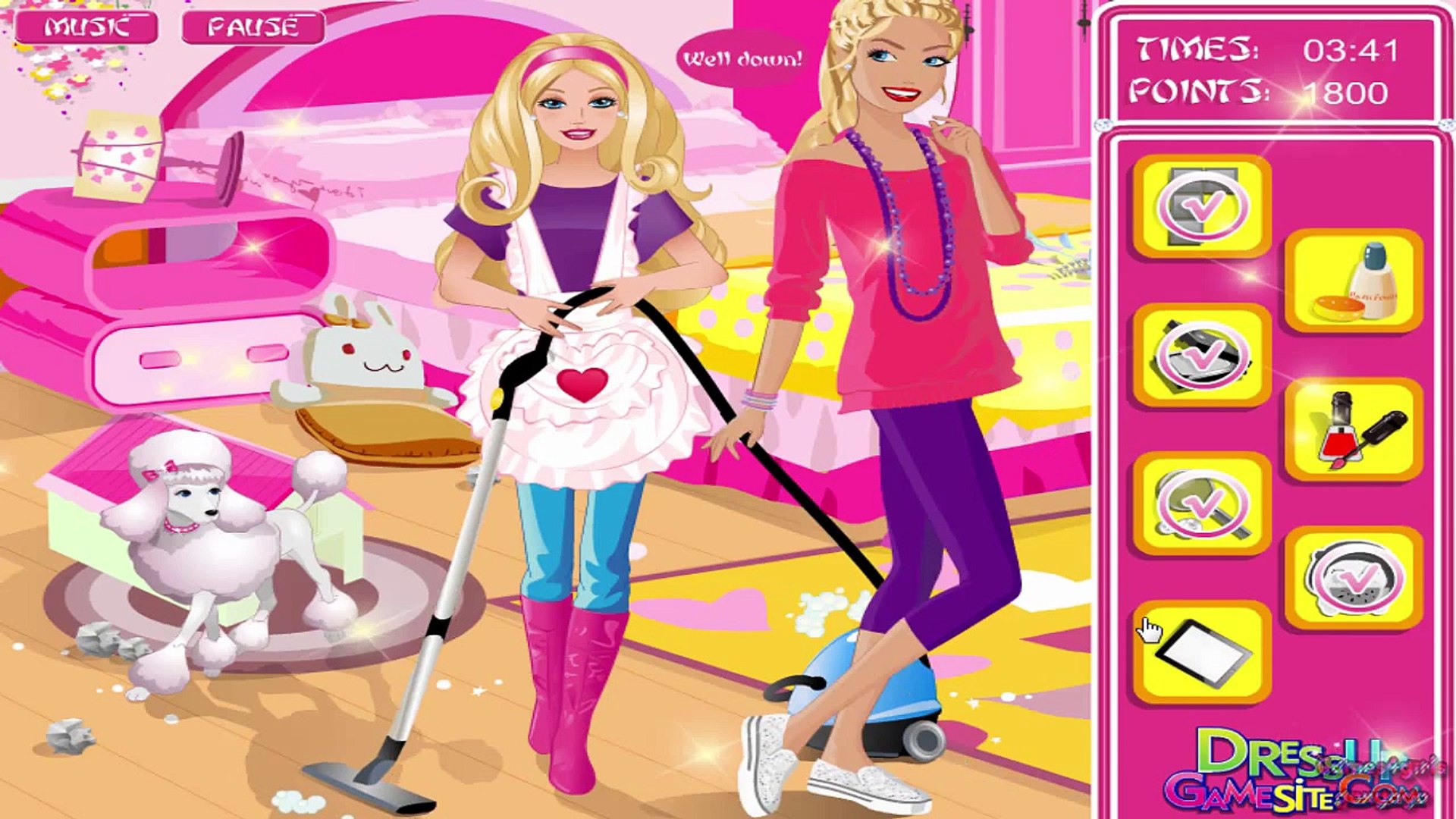 barbie games cleaning