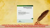 PDF  Listed Private Equity Performance Einflussfaktoren und Portfolioeffekte Eine empirische Read Full Ebook