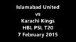 Islamabad United vs Karachi Kings HBL PSL T20 6th Match PTV Sports BISS KEY 7th February 2016
